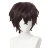 Autres fournitures de fête d'événement de haute qualité Anime Bungo Stray Dogs Dazai Osamu Cospla perruque courte brune bouclée résistante à la chaleur perruques de cheveux synthétiques