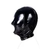 NXY Seks Yetişkin Oyuncak Camatech Lateks Deri Fetiş BDSM Bondage Hood Açık Ağız Deliği Headgear Geri Zip Tam Yüz Maskesi Cosplay Köle Oyuncakları 0507