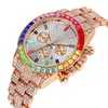 Men's and women's fake three eye decorative calendar watch