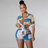 Summer Womens Tracksuits Fashion Paisley Print 2 Two Piece Sets Women Tracksuit Short Sleeve Shirt Shorts Female Outfits