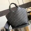 Icare Luxury Designer shoppingkassar diamantmönster the tote bag dicky0750b dam vintage totes lammskinn Högkvalitativ stor skuldra Äkta läder Damväskor