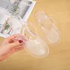 Tofflor transparent flip flops kvinnor sommar kvinna gelé skor platt sandaler 2022 mode strand claquette femmeslippers