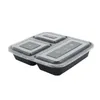 US AU Mikrowelle Umweltfreundliche Lebensmittelbehälter 3 Fachs Einweg Mittagessen Bento Box Black Mahlzeit Prep 1000ml von Sea BBE13517