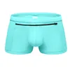 Maillots de bain pour hommes fermeture éclair conception maillots de bain hommes maillot de bain Boxer Sexy solide bleu noir blanc Orange Shorts Sunga vêtements de plage pour hommes