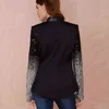 Moda Donna Giacca Cappotto OL Lavoro Abito femminile Manica lunga Risvolto Argento Nero Paillettes Elegante Donna Feminino Oversize 3XL YF206 L220728