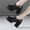 Kleidschuhe 8 cm Block Heel Kleine Größe Chunky Platform mit Pelzfrauen Fall Winter Tiefe High Heels Pumps Für Büro Modell