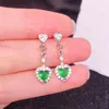 Stud Crystal Green Heart Kolczyki dla kobiet elegancka 925 srebrna biżuteria imprezy błyszcząca luksusowe kolczyki ladystud farl22