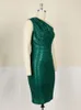Large Size Sequins Dres Club Wear Bodycon One Robes Femmes African Sleeveless Mini Inclined Shoulder Ball Gowns 220713