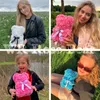 Gift for Her Teddy of Roses Artificial Soap Flowers Bear Toy with Handbag Led Light Mothers Day Gifts Girls Women 220425