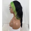 Cabelo humano brasileiro 13x4 peruca dianteira do laço onda do corpo 1b destaca dois fios verde 12-32 polegada 180% densidade 210% densidade