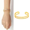 Kadın moda için yeni el takı basit c şekilli çift katmanlı bilezik küçük kare elmas sırası 3 renk çift yüksek son marka takı tasarım saplama bilezikleri