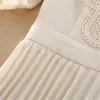 Vintage Embroidered Pleated Dress Women Summer Chic Sweet Short Sleeve Midi Party Elegant Slim Waist A Line es 220613
