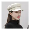 Berets Net Red Ladies Octagonal Hat Pu Leather Autumn Winter Flat Navy Breathable Fashion Personality British Retro Beret WomenBerets