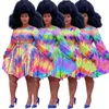 Plus Size Dresses 5xl Dress For Wmoen Long Sleeve 3XL 4XL Mini Tie Dye Party Bodycon Oversized Vestidos Robe Femme Chic