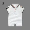 High quality Baby Rompers baby boys plaid jumpsuits toddler kids lapel short sleeve cotton climb clothes fashion newborn lattice Bodysuit 3 models