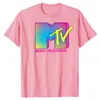 MTV蛍光色グラフィックTシャツカスタマイズされた製品メンズ衣類文字印刷された半袖ティートップ220609