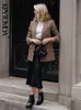 KPYTOMOA Frauen Mode Büro Tragen Zweireiher Karierten Blazer Mantel Vintage Langarm Taschen Weibliche Oberbekleidung Chic Tops 220812