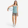 L055 Flat Cross-Strap Tank Tops Yoga Shirt Blouse Fashion Breathable Thin Smock Two-Piece With Removable Chest Pad Sports Bra Running Fitness Clothes Women T-Shirts