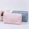 Cosmetic Bags & Cases Women's Bag Travel Toiletry Organizer Solid Color Pouch For Easy Storage Flannel ZipperCosmetic