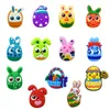 MOQ 100st Colorful Easter Eggs Pattern Croc Charm 2d Soft PVC Shoe Charms spännen Kawaii sko tillbehör Dekorationer för barn Sandaler Armband Party Gifts