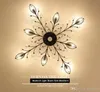 Modern K9 Crystal LED Flush Mount Ceiling Chandelier Lights Fixture Gold Black Home Lamps for Bedroom Living Room