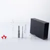 NC044 Hookah Smoking Pipes Gift Box 10mm 14mm Quartz Ceramic Nail Dish Clip Spill-proof Glass Bong Clear Dab Rig Bubbler Pipe 6 Models