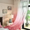 Solid Color Rainbow Summer Curtain for Living Room Bedroom Window Modern Sheer Voile Panels 5 Colors Printed 100 Polyester Drape W220421