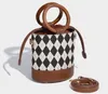 Hoge kwaliteit Vrouwen Houten handtas Emmer Tas Handtassen Draagbare Reizen Schouder Crossbody Mini Emmer Zakken