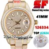 SF Последние BL126334 Top A2824 Automatic Mens Watch TW126333 EW126203 Алмазные инкрустационные маркеры набрать 904L Стальные замороженные бриллианты браслет вечно