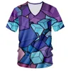 Fashion Sexy V Neck Tshirt Print Graphic Triangle Rectangle 3d Tshirt Male Hiphop Streetwear Punk Casual Tee Shirts 220623