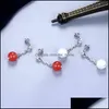 Chinese Style Products S925 Sier Long Round Bead Earrings Womens South Red Jade Earline Minority Design Versatile Accessories Drop Delivery