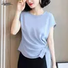 Sommer Seide Kurzarm Frauen Bluse und Tops Büro Dame Plus Größe Solide Bogen Shirts Frauen Blusas Mujer De Moda 9899 210326