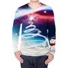 T-shirts hommes marque Noël manches longues t-shirt hommes bonhomme de neige t-shirt arbre année 3D imprimé t-shirtmen