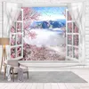 Wall Mural Landscape Beautiful Window Pattern Brick Background Printed Tapestry Living Room Bedroom Sofa Home Decor Wall Hanging J220804