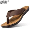 Fongimic Pu Men Slippers Leather Summer 2019 Men Sandals Casual Bottom Tij Slippers Beach Men's Shoes J220716