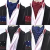 Gouden paisley ascot tie mannen cashew rode heren zijden formeel blauw cravat man bruiloft bloemen zwarte sjaal grijs a028