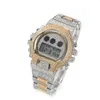 Lüks Full Diamond Watch Gold Watches Tasarımcı Erkekler Yüksek Kaliteli Moda Elektronik Dijital Kol saatleri İzleyin