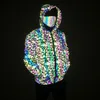 Men's Jackets Mushroom Pattern Dazzling Color Reflective Jacket European And American Outdoor Fantasy Reflective Hooded Coat Windbreaker