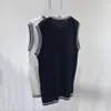 610 2022 pasarela verano marca mismo estilo suéter pulóver camiseta solapa cuello sin mangas negro blanco mujeres suéteres wante