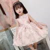 Girl's Dresses Fashion Sleeveless Baby Girl Dress Flower Pink Kids Christening Gown Birthday Princess Party For Baptism