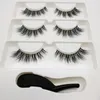 HBZGTLAD 3 pairs Invisible Band Transparent 3D Mink Fur Lashes Natural Long Wispy False Eyelashes tweezers 220524