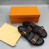 2022 مصمم L Slippers Floral Damask Leather Flip-Flops Flops Women Women مع بطاقة حقيبة الغبار مربع 35-42 ألوان