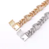 Braccialetti a maglie Catena Hip Hop Micro pavé di zirconi cubici Bling Ghiacciato Solido Chicco di caffè Braccialetto cubano per uomo Rapper