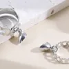 2 pièces coeur magnétique Couple anneau argent plaqué chaîne cubaine anneaux ouverts pour femmes hommes amoureux bijoux amoureux cadeau