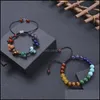Bedelarmbanden sieraden mode natuurlijke chakra kralen armband verstelbare zwarte agaat steen vrouwen yoga cadeau drop levering 2021 ue04w