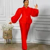 Женские брюки с двумя частями женский TSXT 2022 Африканский стиль Женский V-образный рукав с вареньем в длину в длину в длину с 2 часами Sexy Lady Solder 3-Colors