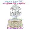 Objets décoratifs Figurines luxueux Merry Go Round boîte à musique coloré lumineux cristal verre noël anniversaire cadeau mariage BoxDecorat