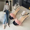 Sandals Women's 2022 Summer Shoes Temperament Pearl Fairy Style Niche Thick Heel Medium One Word Strap SandalsSandals