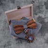 Бабочки Sitonjwly деревянный галстук хэкки -запонки броши набор женщин деревянный бабочка с коробкой модной свадьбы жених костюма Corsagebow Emel22