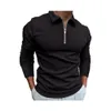 2022 T-shirt de polos de golfe nova listra para homens Slim Fit Zipper Lapela Manga Longa Polos de Ajuste Casual Tshirts Polo8-1
